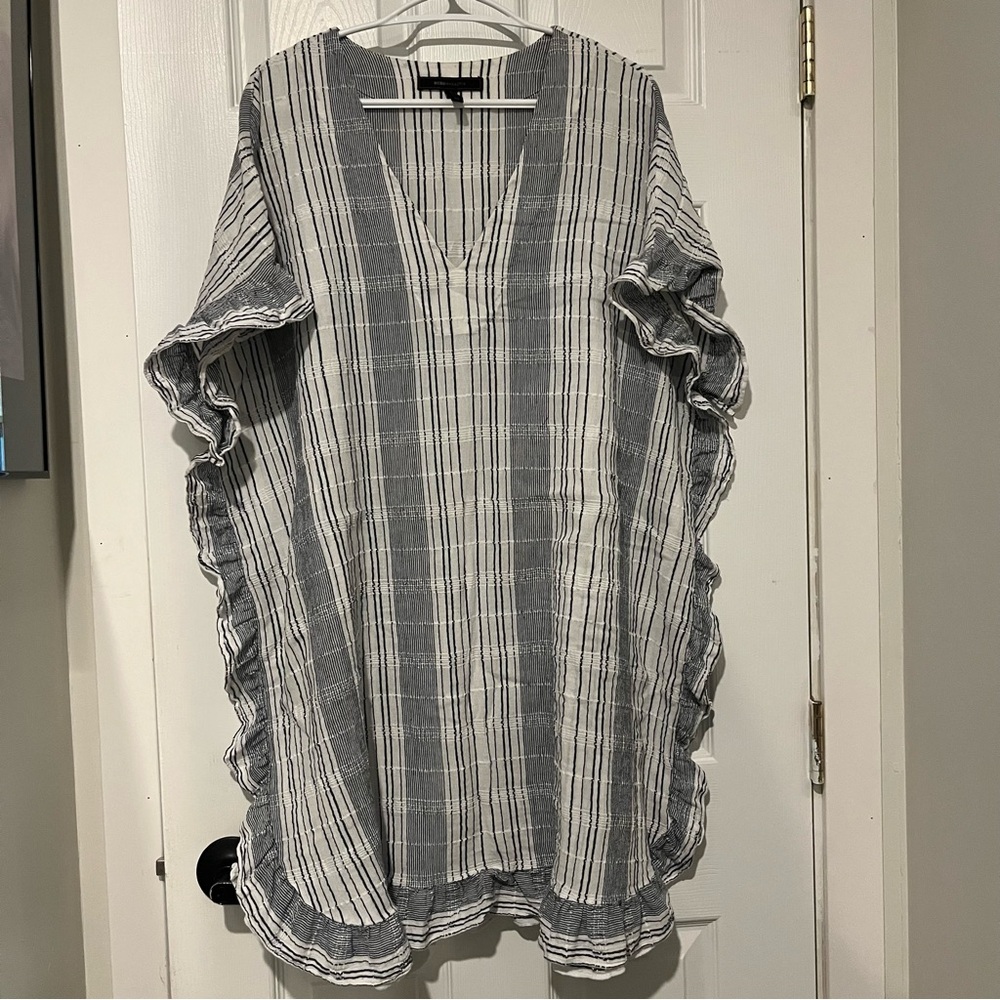 BCBGMaxAzria Women's Blue & White Striped Swim cover up Dress m/l